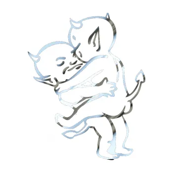 Samolepicí dekorace na vozidlo Čertíci 001 levá (80 - chrom fólie stříbrná zrcadlová) SAMOLEPKA NA AUTO, NÁLEPKA, FÓLIE, POLEP, TUNING, VLASTNÍ TEXT, TISK, AUTOSAMOLEPKY.cz, POLEPY, OBRÁZEK, LOGO, 3D STICKERS