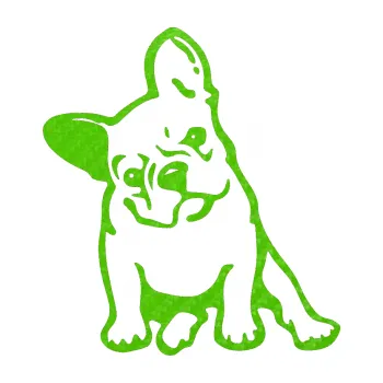 samolepka Pes 061 levá Francouzský buldoček (58 - 3D karbon zelený kawasaki) SAMOLEPKA NA AUTO, NÁLEPKA, FÓLIE, POLEP, TUNING, VLASTNÍ TEXT, TISK, AUTOSAMOLEPKY.cz, POLEPY, OBRÁZEK, LOGO, 3D STICKERS