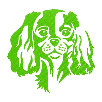 Polep vozidla Pes 132 levá Cavalier king Charles spaniel (58 - 3D karbon zelený kawasaki) SAMOLEPKA NA AUTO, NÁLEPKA, FÓLIE, POLEP, TUNING, VLASTNÍ TEXT, TISK, AUTOSAMOLEPKY.cz, POLEPY, OBRÁZEK, LOGO, 3D STICKERS