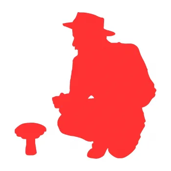 Samolepicí dekorace na vozidlo Houbař 001 levá (02 - světle červená) SAMOLEPKA NA AUTO, NÁLEPKA, FÓLIE, POLEP, TUNING, VLASTNÍ TEXT, TISK, AUTOSAMOLEPKY.cz, POLEPY, OBRÁZEK, LOGO, 3D STICKERS