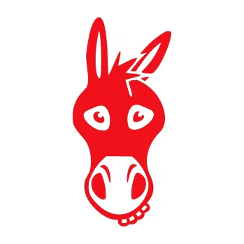 Samolepící dekorace SAMOLEPKA Osel 001 pravá (10 - červená) NA AUTO, NÁLEPKA, FÓLIE, POLEP, TUNING, VLASTNÍ TEXT, TISK, AUTOSAMOLEPKY.cz, POLEPY, OBRÁZEK, LOGO, SAMOLEPKY