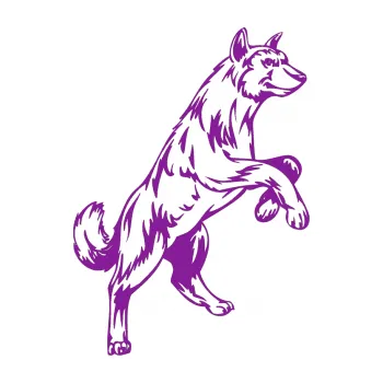 Polep vozidla SAMOLEPKA Pes 025 pravá (14 - fialová) NA AUTO, NÁLEPKA, FÓLIE, POLEP, TUNING, VLASTNÍ TEXT, TISK, AUTOSAMOLEPKY.cz, POLEPY, OBRÁZEK, LOGO, SAMOLEPKY