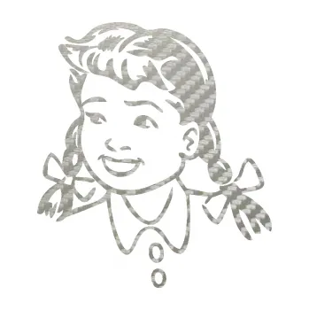 Samolepicí dekorace na vozidlo Dítě v autě 075 levá slečna (52 - 3D karbon stříbrný) SAMOLEPKA NA AUTO, NÁLEPKA, FÓLIE, POLEP, TUNING, VLASTNÍ TEXT, TISK, AUTOSAMOLEPKY.cz, POLEPY, OBRÁZEK, LOGO, 3D STICKERS