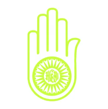 samolepka Náboženský symbol Džinismus Ahimsa (27 - limetová) SAMOLEPKA NA AUTO, NÁLEPKA, FÓLIE, POLEP, TUNING, VLASTNÍ TEXT, TISK, AUTOSAMOLEPKY.cz, POLEPY, OBRÁZEK, LOGO, 3D STICKERS