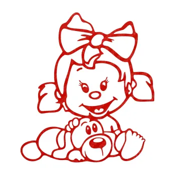 Samolepicí dekorace na vozidlo Dítě v autě 052 pravá holčička s pejskem (53 - 3D karbon červený) SAMOLEPKA NA AUTO, NÁLEPKA, FÓLIE, POLEP, TUNING, VLASTNÍ TEXT, TISK, AUTOSAMOLEPKY.cz, POLEPY, OBRÁZEK, LOGO, 3D STICKERS