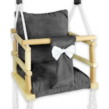 Dětská houpačka KIZ Stylová houpačka Velvet Kimi 3v1 - tmavě šedá mašlička