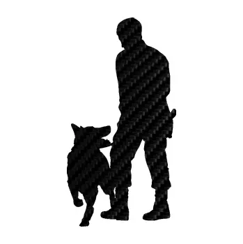 Samolepící dekorace SAMOLEPKA Psovod 001 levá (50 - 3D karbon černý) NA AUTO, NÁLEPKA, FÓLIE, POLEP, TUNING, VLASTNÍ TEXT, TISK, AUTOSAMOLEPKY.cz, POLEPY, OBRÁZEK, LOGO, SAMOLEPKY