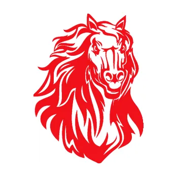 Samolepící dekorace SAMOLEPKA Kůň 067 pravá hlava s hřívou (10 - červená) NA AUTO, NÁLEPKA, FÓLIE, POLEP, TUNING, VLASTNÍ TEXT, TISK, AUTOSAMOLEPKY.cz, POLEPY, OBRÁZEK, LOGO, SAMOLEPKY