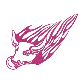 Samolepicí dekorace na vozidlo Animal flames 010 levá býk s kruhem (90 - Ultra Metalic růžová) SAMOLEPKA NA AUTO, NÁLEPKA, FÓLIE, POLEP, TUNING, VLASTNÍ TEXT, TISK, AUTOSAMOLEPKY.cz, POLEPY, OBRÁZEK, LOGO, 3D STICKERS