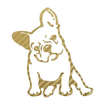 samolepka Pes 061 levá Francouzský buldoček (59 - 3D karbon zlatý) SAMOLEPKA NA AUTO, NÁLEPKA, FÓLIE, POLEP, TUNING, VLASTNÍ TEXT, TISK, AUTOSAMOLEPKY.cz, POLEPY, OBRÁZEK, LOGO, 3D STICKERS