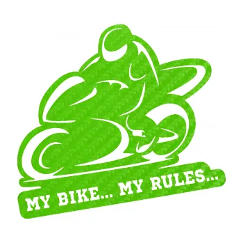 Samolepící dekorace SAMOLEPKA Motorkář 012 levá s textem (58 - 3D karbon zelený kawasaki) NA AUTO, NÁLEPKA, FÓLIE, POLEP, TUNING, VLASTNÍ TEXT, TISK, AUTOSAMOLEPKY.cz, POLEPY, OBRÁZEK, LOGO, SAMOLEPKY