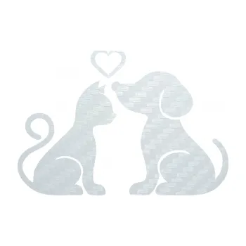 Polep vozidla SAMOLEPKA Pejsek a kočička 001 pravá (51 - 3D karbon bílý) NA AUTO, NÁLEPKA, FÓLIE, POLEP, TUNING, VLASTNÍ TEXT, TISK, AUTOSAMOLEPKY.cz, POLEPY, OBRÁZEK, LOGO, SAMOLEPKY