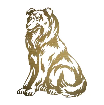 samolepka Pes 037 levá Kolie (64 - škrábaný kov zlatý) SAMOLEPKA NA AUTO, NÁLEPKA, FÓLIE, POLEP, TUNING, VLASTNÍ TEXT, TISK, AUTOSAMOLEPKY.cz, POLEPY, OBRÁZEK, LOGO, 3D STICKERS