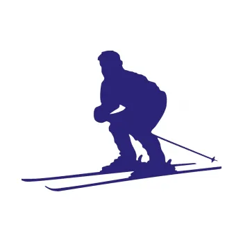 Samolepicí dekorace na vozidlo Lyžař 009 levá (22 - střední modrá) SAMOLEPKA NA AUTO, NÁLEPKA, FÓLIE, POLEP, TUNING, VLASTNÍ TEXT, TISK, AUTOSAMOLEPKY.cz, POLEPY, OBRÁZEK, LOGO, 3D STICKERS