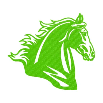 Samolepící dekorace SAMOLEPKA Kůň 058 pravá hlava s hřívou (58 - 3D karbon zelený kawasaki) NA AUTO, NÁLEPKA, FÓLIE, POLEP, TUNING, VLASTNÍ TEXT, TISK, AUTOSAMOLEPKY.cz, POLEPY, OBRÁZEK, LOGO, SAMOLEPKY