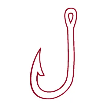 Samolepicí dekorace na vozidlo Háček na ryby 002 levá (07 - bordó vínová) SAMOLEPKA NA AUTO, NÁLEPKA, FÓLIE, POLEP, TUNING, VLASTNÍ TEXT, TISK, AUTOSAMOLEPKY.cz, POLEPY, OBRÁZEK, LOGO, 3D STICKERS