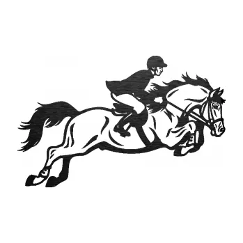 Samolepící dekorace SAMOLEPKA Kůň 059 pravá jezdec na koni parkur (63 - škrábaný kov černý) NA AUTO, NÁLEPKA, FÓLIE, POLEP, TUNING, VLASTNÍ TEXT, TISK, AUTOSAMOLEPKY.cz, POLEPY, OBRÁZEK, LOGO, SAMOLEPKY