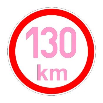 samolepka Maximální rychlost 130km - nejvyšší konstrukční rychlost (24 - světle růžová) SAMOLEPKA NA AUTO, NÁLEPKA, FÓLIE, POLEP, TUNING, VLASTNÍ TEXT, TISK, AUTOSAMOLEPKY.cz, POLEPY, OBRÁZEK, LOGO, 3D STICKERS