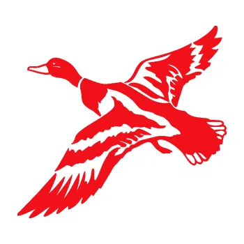 Samolepící dekorace SAMOLEPKA Kachna divoká 001 levá kačer (10 - červená) NA AUTO, NÁLEPKA, FÓLIE, POLEP, TUNING, VLASTNÍ TEXT, TISK, AUTOSAMOLEPKY.cz, POLEPY, OBRÁZEK, LOGO, SAMOLEPKY