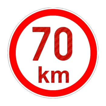 samolepka Maximální rychlost 70km - nejvyšší konstrukční rychlost (53 - 3D karbon červený) SAMOLEPKA NA AUTO, NÁLEPKA, FÓLIE, POLEP, TUNING, VLASTNÍ TEXT, TISK, AUTOSAMOLEPKY.cz, POLEPY, OBRÁZEK, LOGO, 3D STICKERS