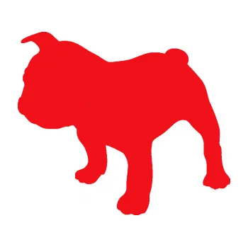 Polep vozidla SAMOLEPKA Pes 108 levá Francouzský buldoček (10 - červená) NA AUTO, NÁLEPKA, FÓLIE, POLEP, TUNING, VLASTNÍ TEXT, TISK, AUTOSAMOLEPKY.cz, POLEPY, OBRÁZEK, LOGO, SAMOLEPKY