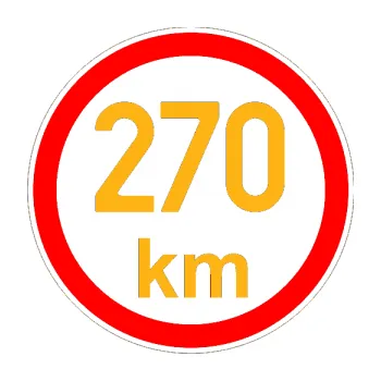 samolepka Maximální rychlost 270km - nejvyšší konstrukční rychlost (21 - světle oranžová) SAMOLEPKA NA AUTO, NÁLEPKA, FÓLIE, POLEP, TUNING, VLASTNÍ TEXT, TISK, AUTOSAMOLEPKY.cz, POLEPY, OBRÁZEK, LOGO, 3D STICKERS