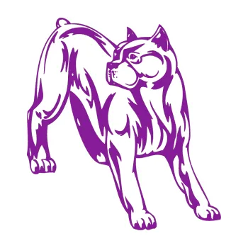 Polep vozidla SAMOLEPKA Pes 007 pravá Pitbull (14 - fialová) NA AUTO, NÁLEPKA, FÓLIE, POLEP, TUNING, VLASTNÍ TEXT, TISK, AUTOSAMOLEPKY.cz, POLEPY, OBRÁZEK, LOGO, SAMOLEPKY