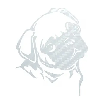 Polep vozidla SAMOLEPKA Pes 161 pravá mops (51 - 3D karbon bílý) NA AUTO, NÁLEPKA, FÓLIE, POLEP, TUNING, VLASTNÍ TEXT, TISK, AUTOSAMOLEPKY.cz, POLEPY, OBRÁZEK, LOGO, SAMOLEPKY