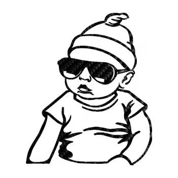 Samolepicí dekorace na vozidlo Baby on board 003 levá miminko s brýlemi (50 - 3D karbon černý) SAMOLEPKA NA AUTO, NÁLEPKA, FÓLIE, POLEP, TUNING, VLASTNÍ TEXT, TISK, AUTOSAMOLEPKY.cz, POLEPY, OBRÁZEK, LOGO, 3D STICKERS