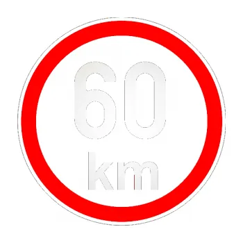 samolepka Maximální rychlost 60km - nejvyšší konstrukční rychlost (82 - odrazková reflexní bílá) SAMOLEPKA NA AUTO, NÁLEPKA, FÓLIE, POLEP, TUNING, VLASTNÍ TEXT, TISK, AUTOSAMOLEPKY.cz, POLEPY, OBRÁZEK, LOGO, 3D STICKERS