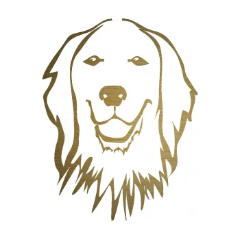 Polep vozidla SAMOLEPKA Pes 085 levá Retrívr (64 - škrábaný kov zlatý) NA AUTO, NÁLEPKA, FÓLIE, POLEP, TUNING, VLASTNÍ TEXT, TISK, AUTOSAMOLEPKY.cz, POLEPY, OBRÁZEK, LOGO, SAMOLEPKY