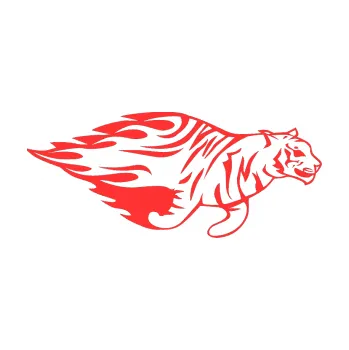 Samolepicí dekorace na vozidlo Animal flames 021 pravá tygr (02 - světle červená) SAMOLEPKA NA AUTO, NÁLEPKA, FÓLIE, POLEP, TUNING, VLASTNÍ TEXT, TISK, AUTOSAMOLEPKY.cz, POLEPY, OBRÁZEK, LOGO, 3D STICKERS