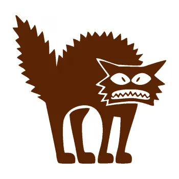 Samolepicí dekorace na vozidlo Kočka naježená pravá (15 - hnědá) SAMOLEPKA NA AUTO, NÁLEPKA, FÓLIE, POLEP, TUNING, VLASTNÍ TEXT, TISK, AUTOSAMOLEPKY.cz, POLEPY, OBRÁZEK, LOGO, 3D STICKERS