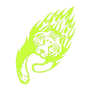 Samolepicí dekorace na vozidlo Animal flames 015 levá tygr (27 - limetová) SAMOLEPKA NA AUTO, NÁLEPKA, FÓLIE, POLEP, TUNING, VLASTNÍ TEXT, TISK, AUTOSAMOLEPKY.cz, POLEPY, OBRÁZEK, LOGO, 3D STICKERS