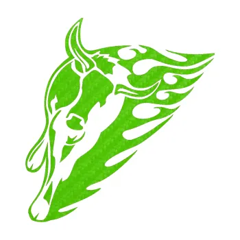 Samolepicí dekorace na vozidlo Animal flames 012 levá býk (58 - 3D karbon zelený kawasaki) SAMOLEPKA NA AUTO, NÁLEPKA, FÓLIE, POLEP, TUNING, VLASTNÍ TEXT, TISK, AUTOSAMOLEPKY.cz, POLEPY, OBRÁZEK, LOGO, 3D STICKERS