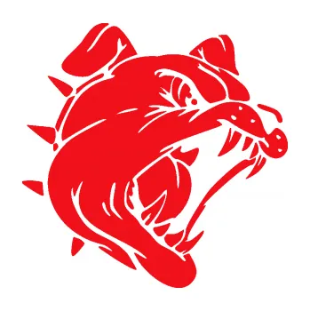 Polep vozidla SAMOLEPKA Pes 136 pravá rozzuřený buldok (10 - červená) NA AUTO, NÁLEPKA, FÓLIE, POLEP, TUNING, VLASTNÍ TEXT, TISK, AUTOSAMOLEPKY.cz, POLEPY, OBRÁZEK, LOGO, SAMOLEPKY