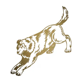 Polep vozidla SAMOLEPKA Pes 044 levá (64 - škrábaný kov zlatý) NA AUTO, NÁLEPKA, FÓLIE, POLEP, TUNING, VLASTNÍ TEXT, TISK, AUTOSAMOLEPKY.cz, POLEPY, OBRÁZEK, LOGO, SAMOLEPKY