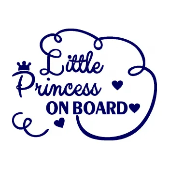 Samolepicí dekorace na vozidlo Little princess on board nápis (23 - tmavě modrá) SAMOLEPKA NA AUTO, NÁLEPKA, FÓLIE, POLEP, TUNING, VLASTNÍ TEXT, TISK, AUTOSAMOLEPKY.cz, POLEPY, OBRÁZEK, LOGO, 3D STICKERS