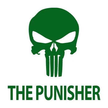 Samolepicí dekorace na vozidlo Punisher 002 s nápisem (20 - tmavě zelená) SAMOLEPKA NA AUTO, NÁLEPKA, FÓLIE, POLEP, TUNING, VLASTNÍ TEXT, TISK, AUTOSAMOLEPKY.cz, POLEPY, OBRÁZEK, LOGO, 3D STICKERS
