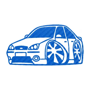 Polep vozidla SAMOLEPKA Ford Mondeo karikatura levá (57 - 3D karbon modrý) NA AUTO, NÁLEPKA, FÓLIE, POLEP, TUNING, VLASTNÍ TEXT, TISK, AUTOSAMOLEPKY.cz, POLEPY, OBRÁZEK, LOGO, SAMOLEPKY