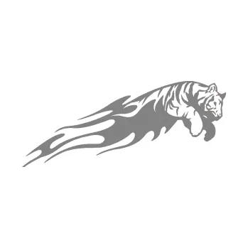 Samolepicí dekorace na vozidlo Animal flames 022 pravá tygr (17 - šedá) SAMOLEPKA NA AUTO, NÁLEPKA, FÓLIE, POLEP, TUNING, VLASTNÍ TEXT, TISK, AUTOSAMOLEPKY.cz, POLEPY, OBRÁZEK, LOGO, 3D STICKERS