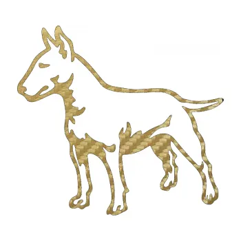 Polep vozidla SAMOLEPKA Pes 153 levá Bulteriér (59 - 3D karbon zlatý) NA AUTO, NÁLEPKA, FÓLIE, POLEP, TUNING, VLASTNÍ TEXT, TISK, AUTOSAMOLEPKY.cz, POLEPY, OBRÁZEK, LOGO, SAMOLEPKY