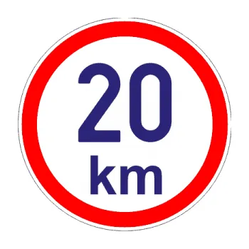 samolepka Maximální rychlost 20km - nejvyšší konstrukční rychlost (22 - střední modrá) SAMOLEPKA NA AUTO, NÁLEPKA, FÓLIE, POLEP, TUNING, VLASTNÍ TEXT, TISK, AUTOSAMOLEPKY.cz, POLEPY, OBRÁZEK, LOGO, 3D STICKERS