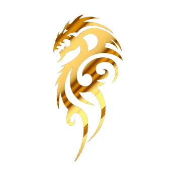 Samolepicí dekorace na vozidlo Dragon 016 levá (81 - chrom fólie zlatá zrcadlová) SAMOLEPKA NA AUTO, NÁLEPKA, FÓLIE, POLEP, TUNING, VLASTNÍ TEXT, TISK, AUTOSAMOLEPKY.cz, POLEPY, OBRÁZEK, LOGO, 3D STICKERS