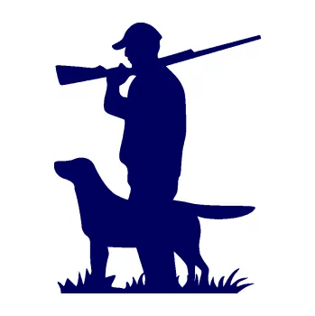 Samolepící dekorace SAMOLEPKA Myslivec 005 levá se psem na lovu (23 - tmavě modrá) NA AUTO, NÁLEPKA, FÓLIE, POLEP, TUNING, VLASTNÍ TEXT, TISK, AUTOSAMOLEPKY.cz, POLEPY, OBRÁZEK, LOGO, SAMOLEPKY