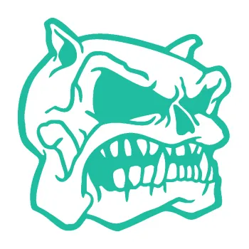 Samolepicí dekorace na vozidlo Pitbull lebka pravá (25 - tyrkysová) SAMOLEPKA NA AUTO, NÁLEPKA, FÓLIE, POLEP, TUNING, VLASTNÍ TEXT, TISK, AUTOSAMOLEPKY.cz, POLEPY, OBRÁZEK, LOGO, 3D STICKERS