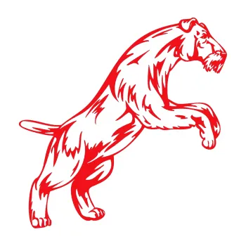 Polep vozidla SAMOLEPKA Pes 005 pravá Knírač (10 - červená) NA AUTO, NÁLEPKA, FÓLIE, POLEP, TUNING, VLASTNÍ TEXT, TISK, AUTOSAMOLEPKY.cz, POLEPY, OBRÁZEK, LOGO, SAMOLEPKY