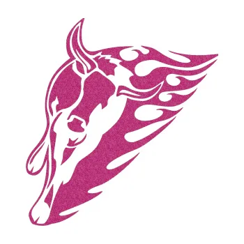 Samolepicí dekorace na vozidlo Animal flames 012 levá býk (90 - Ultra Metalic růžová) SAMOLEPKA NA AUTO, NÁLEPKA, FÓLIE, POLEP, TUNING, VLASTNÍ TEXT, TISK, AUTOSAMOLEPKY.cz, POLEPY, OBRÁZEK, LOGO, 3D STICKERS