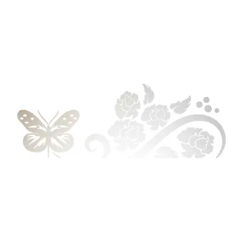 Samolepící dekorace SAMOLEPKA Květina dekor 015 levá s motýlem (82 - odrazková reflexní bílá) NA AUTO, NÁLEPKA, FÓLIE, POLEP, TUNING, VLASTNÍ TEXT, TISK, AUTOSAMOLEPKY.cz, POLEPY, OBRÁZEK, LOGO, SAMOLEPKY