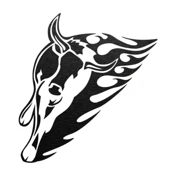 Samolepicí dekorace na vozidlo Animal flames 012 levá býk (63 - škrábaný kov černý) SAMOLEPKA NA AUTO, NÁLEPKA, FÓLIE, POLEP, TUNING, VLASTNÍ TEXT, TISK, AUTOSAMOLEPKY.cz, POLEPY, OBRÁZEK, LOGO, 3D STICKERS